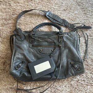 Balenciaga Gray Leather Shoulder Bag